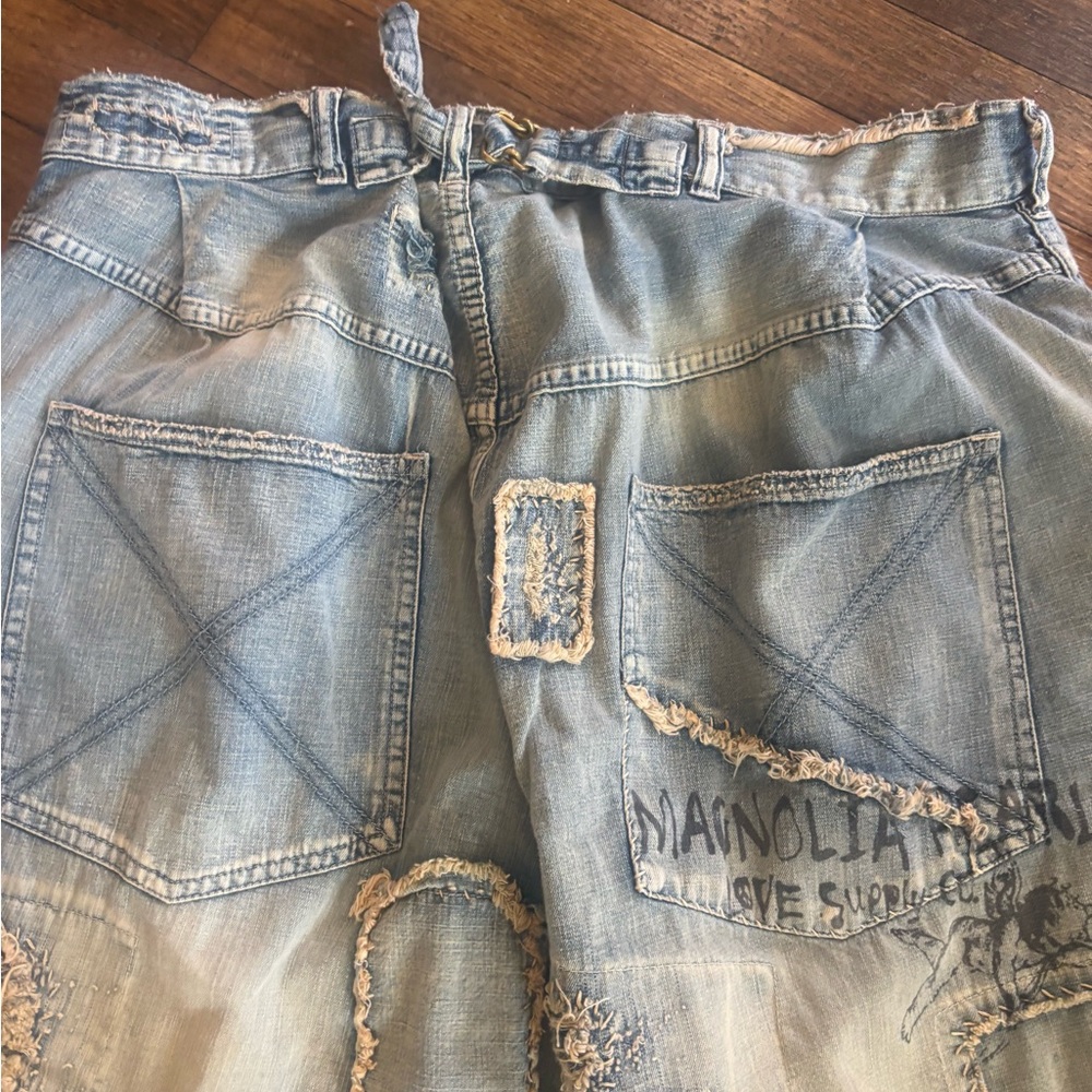 Magnolia Light Blue Patchwork Jean Shorts - Picture 7 of 10